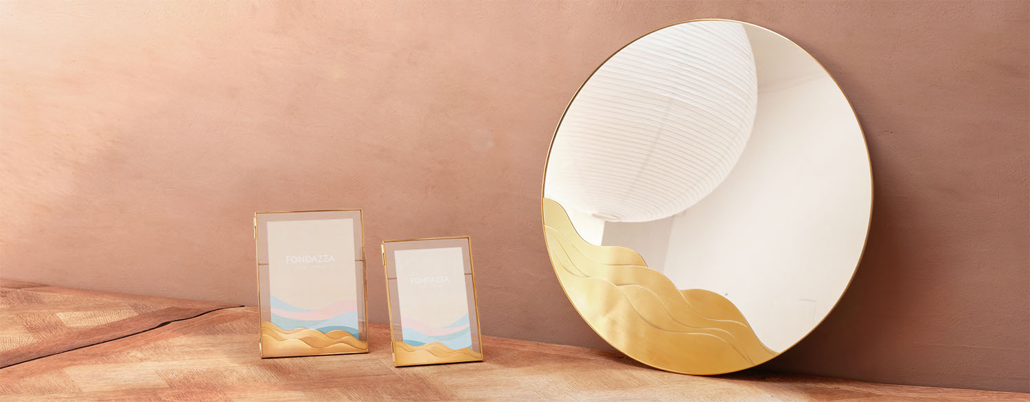 Decorative Wall Mirror- Brass - Wave Design-The most beautiful home decor items and the best home decorating ideas at FONDAZZA.