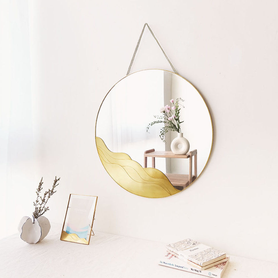 wall art decor- large brass wall mirror - Wave Design-The most beautiful house decor and the best home decorations collections at FONDAZZA.