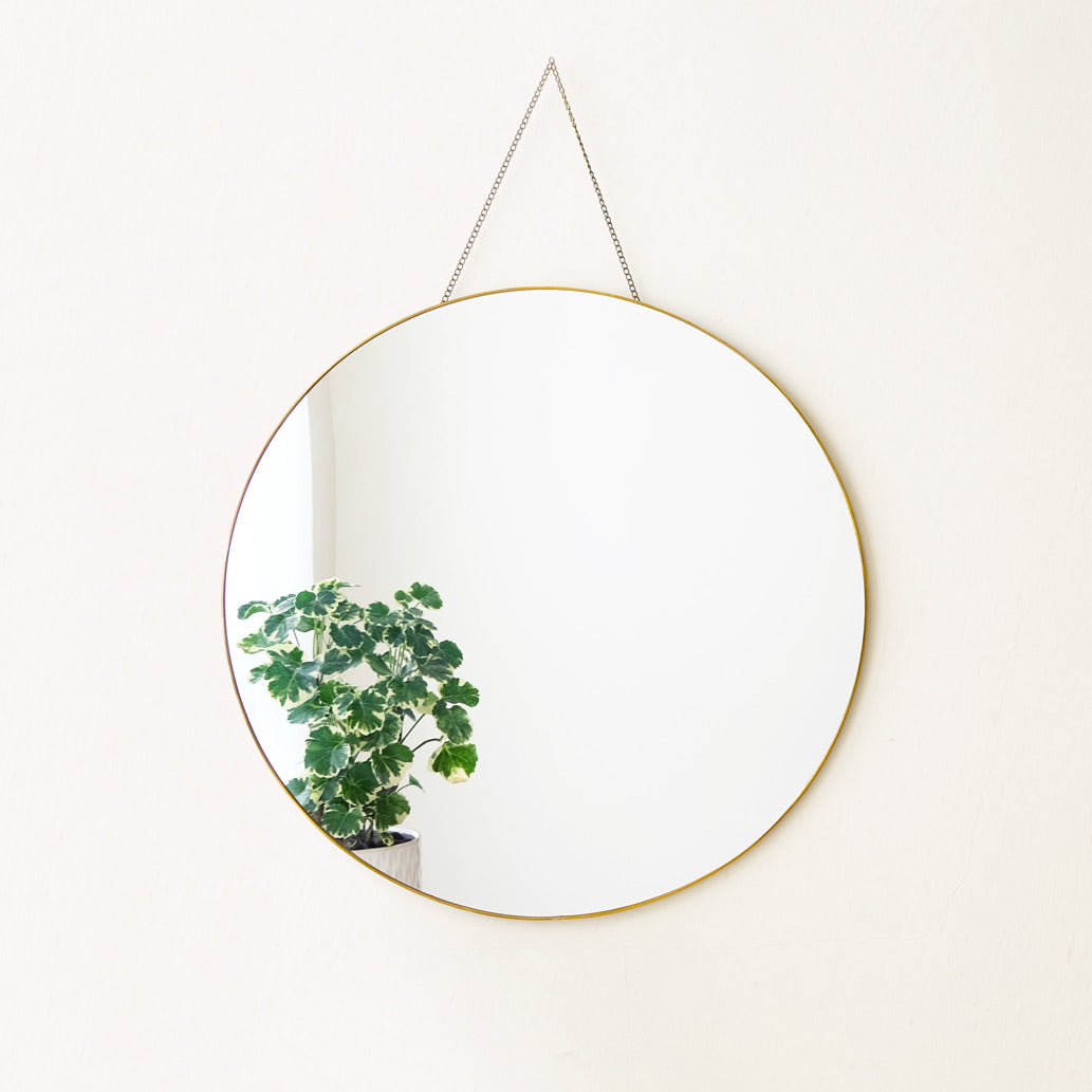 Minimalist decor-Large round mirror- brass frame -The most beautiful Home furnishing and home accents at FONDAZZA.